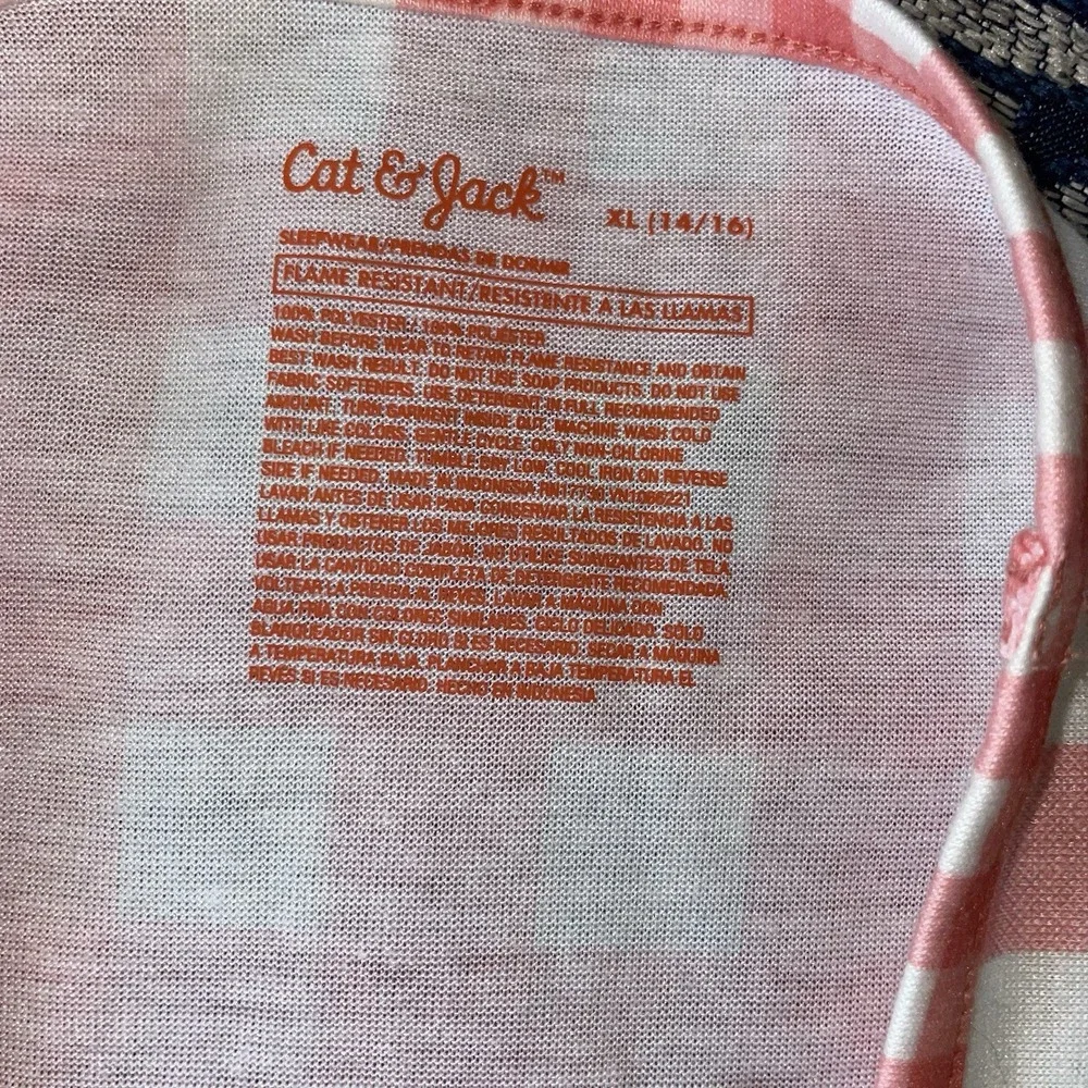 Cat Jack Girls Peach White Gingham Halter Sleepwear Dress XL 14-16 Flame‎ Resist